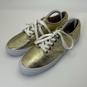 VANS Gold Foil Metallic Women's 9 Low Top Sneakers lace up 721356 Athleisure